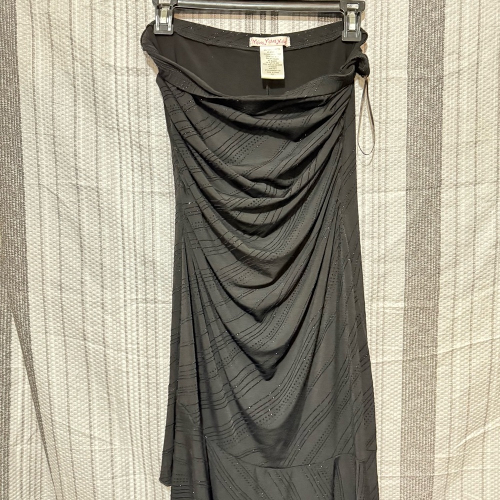 Wish Black Textured Midi Skirt